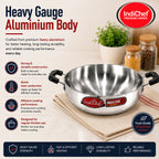 IndiChef Aluminium Kadhai with Lid | Induction Friendly