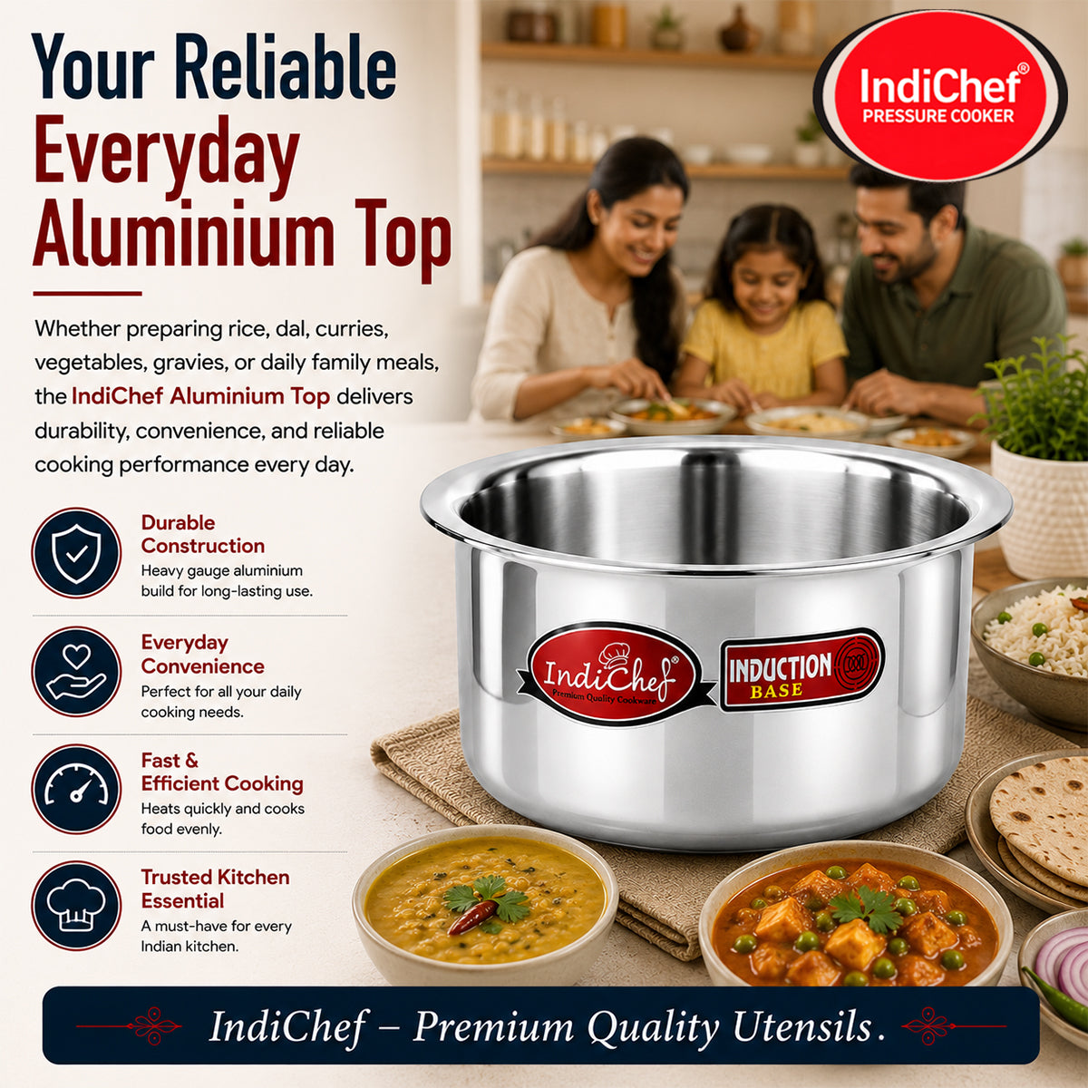 IndiChef Aluminium Tope/Bhagona | Induction Friendly