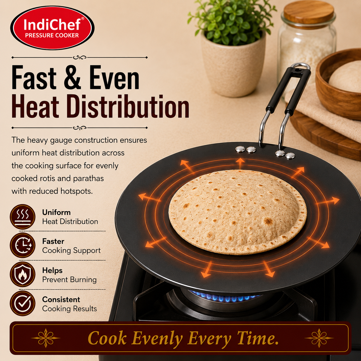 IndiChef Hard Anodised Roti Tawa | Induction Friendly