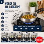 IndiChef Stainless Steel Fry Pan with Lid | Induction Friendly