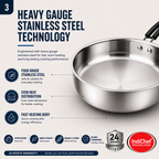 IndiChef Stainless Steel Fry Pan with Lid | Induction Friendly