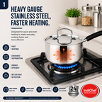 IndiChef Stainless Steel Saucepan with Lid | Induction Friendly