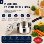 IndiChef Stainless Steel Saucepan with Lid | Induction Friendly