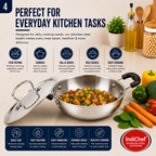 IndiChef Stainless Steel Kadahi with Lid | Induction Friendly