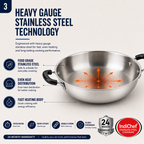 IndiChef Stainless Steel Kadahi with Lid | Induction Friendly