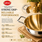 IndiChef Tri-ply Brass Kadahi | Induction Friendly