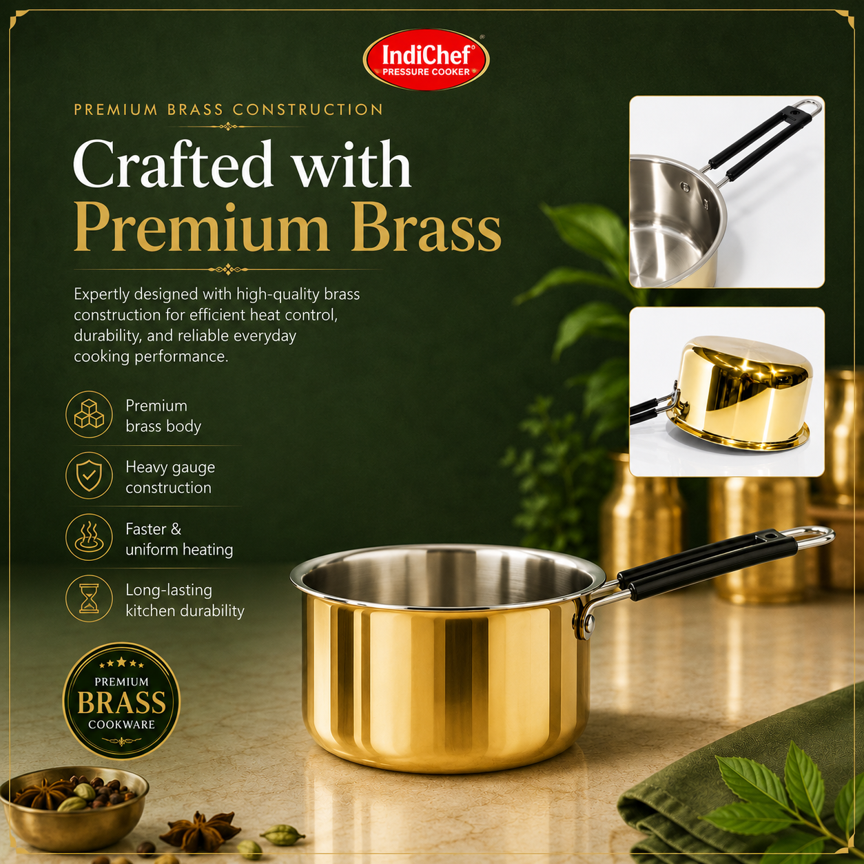 IndiChef Brass Saucepan