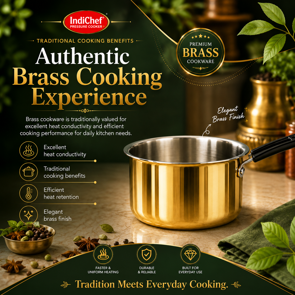 IndiChef Brass Saucepan