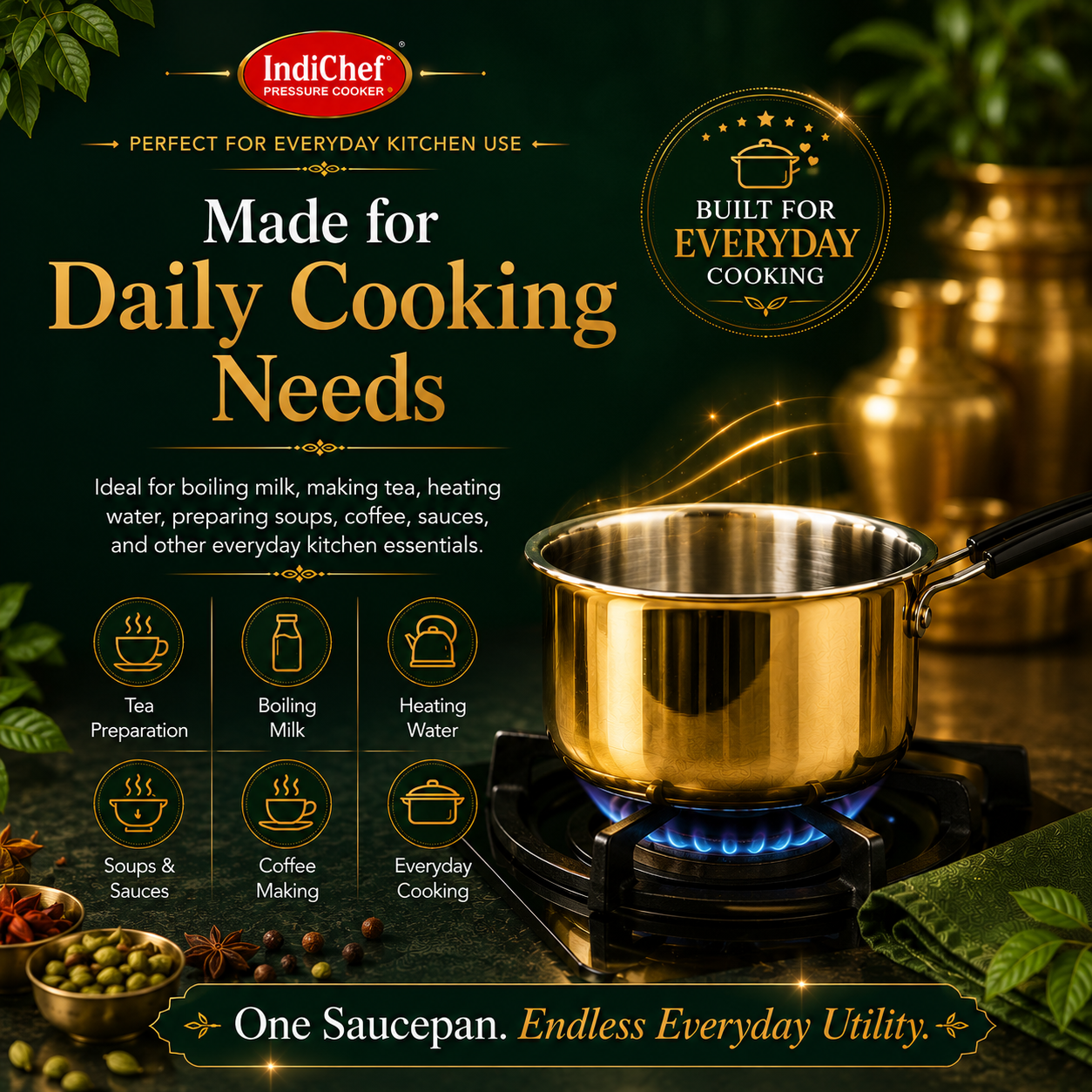 IndiChef Brass Saucepan