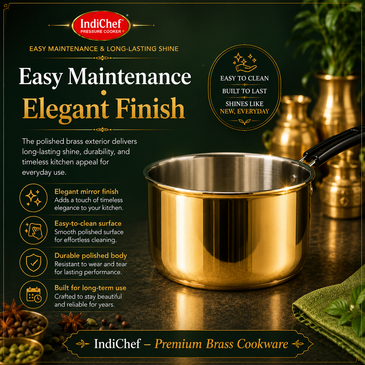 IndiChef Brass Saucepan