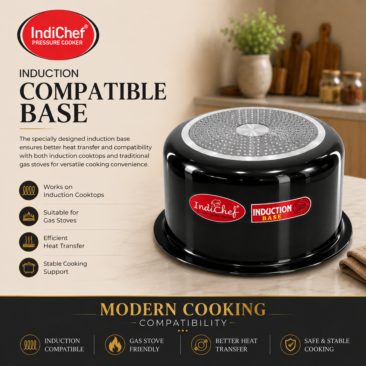 IndiChef Hard Anodised Tope/Bhagona | Induction Friendly