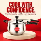 IndiChef Triply Steel Contura Pressure Cooker | Induction Friendly