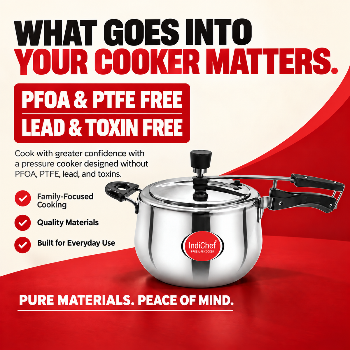 IndiChef Triply Steel Contura Pressure Cooker | Induction Friendly