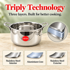 IndiChef Tri-Ply Steel Casserole | Induction Friendly