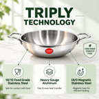 IndiChef Tri-Ply Steel Kadahi/Kadhai | Induction Friendly