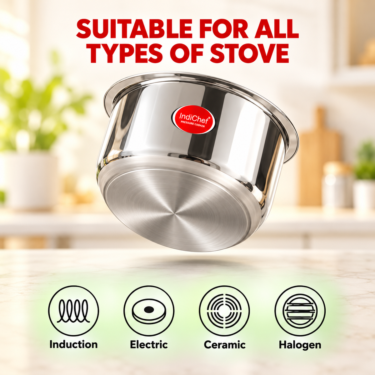 IndiChef Tri-Ply Steel Tope/Bhagona | Induction Friendly