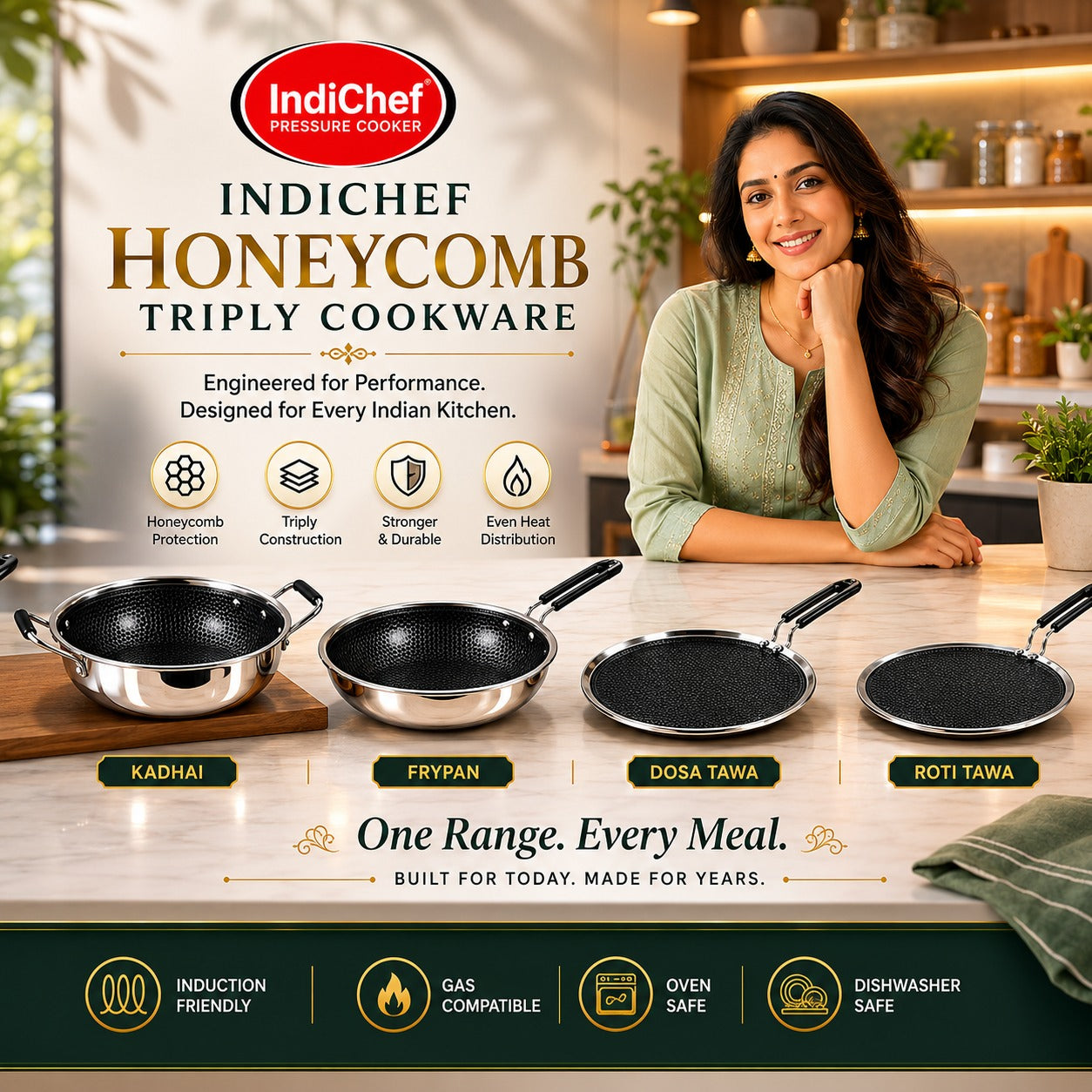 IndiChef Tri-ply Honeycomb Roti Tawa | Induction Friendly