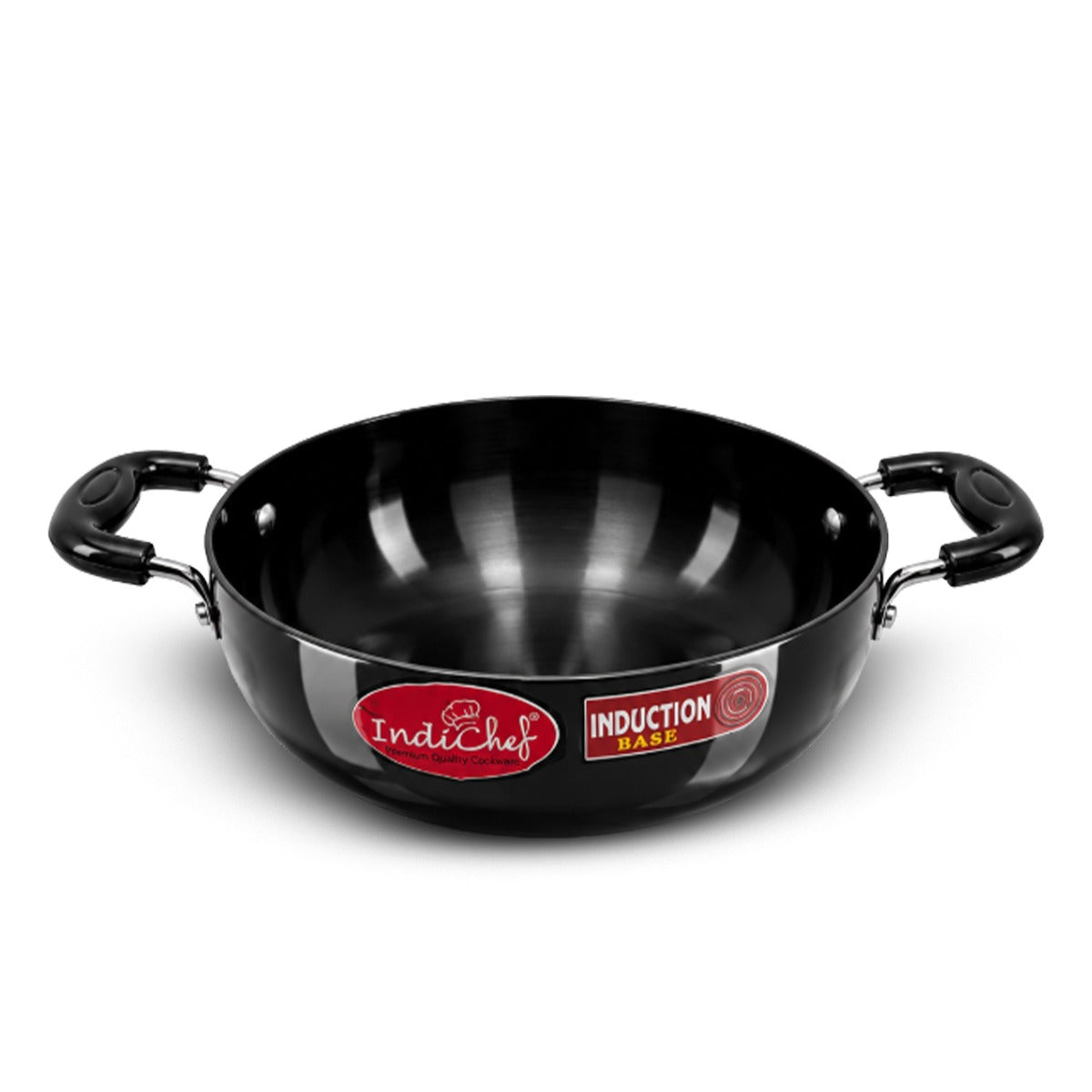IndiChef Hard Anodised Kadhai with Lid | Induction Friendly
