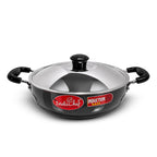 IndiChef Hard Anodised Kadhai with Lid | Induction Friendly