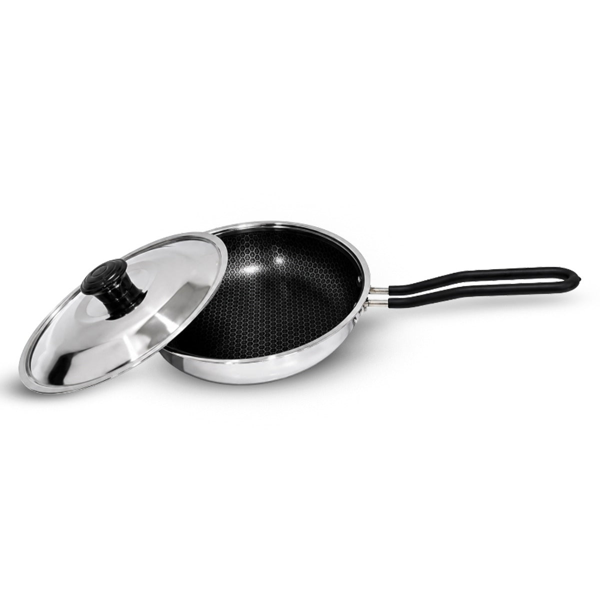 IndiChef Tri-ply Honeycomb Fry Pan with Lid | Induction Friendly