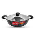 IndiChef Hard Anodised Kadhai with Lid | Induction Friendly