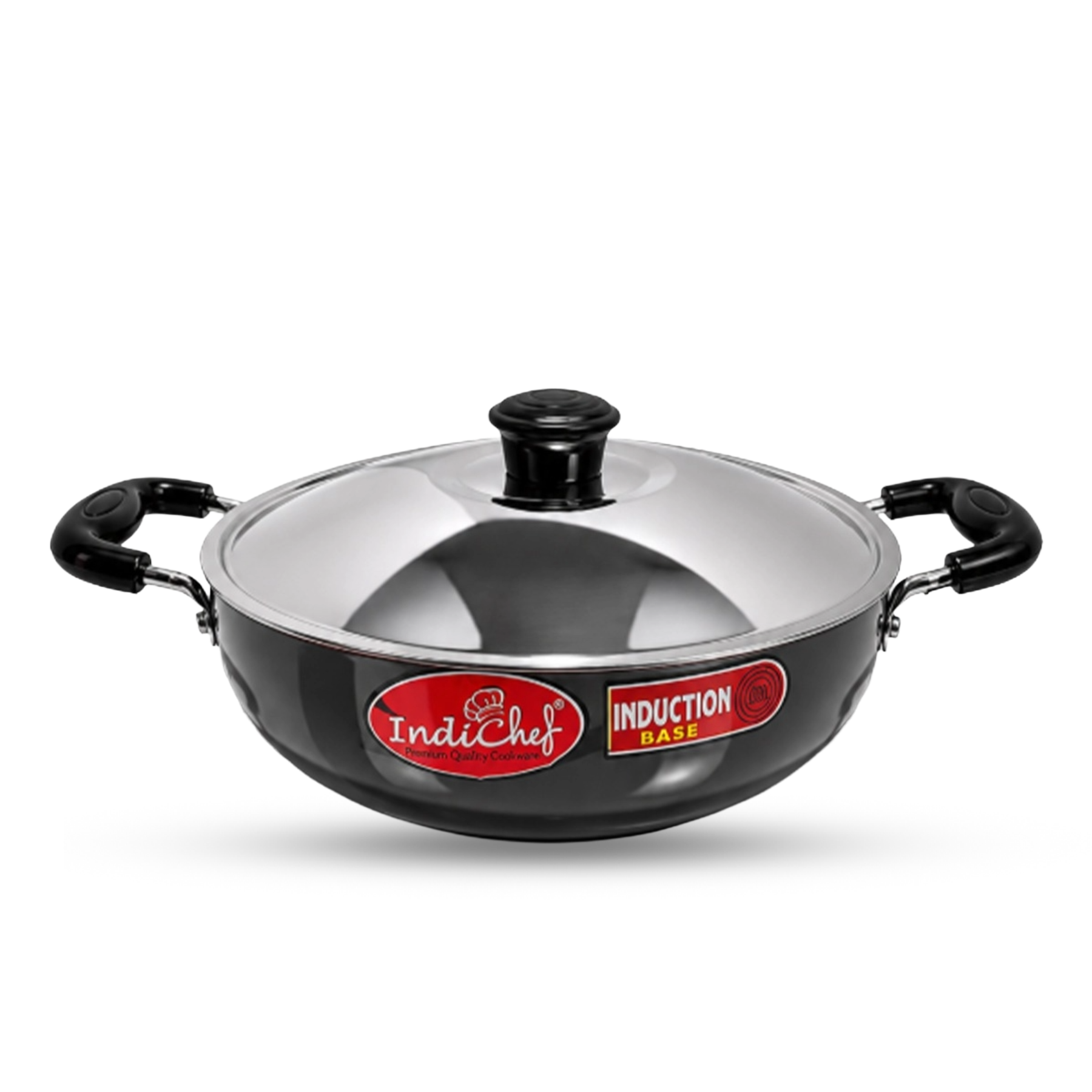 IndiChef Hard Anodised Kadhai with Lid | Induction Friendly